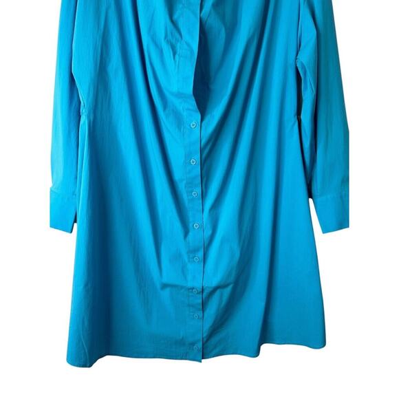 Eloquii Poplin Twofer Shirtdress Front Placket Long Sleeve Mini Size 18 Blue - Picture 6 of 16